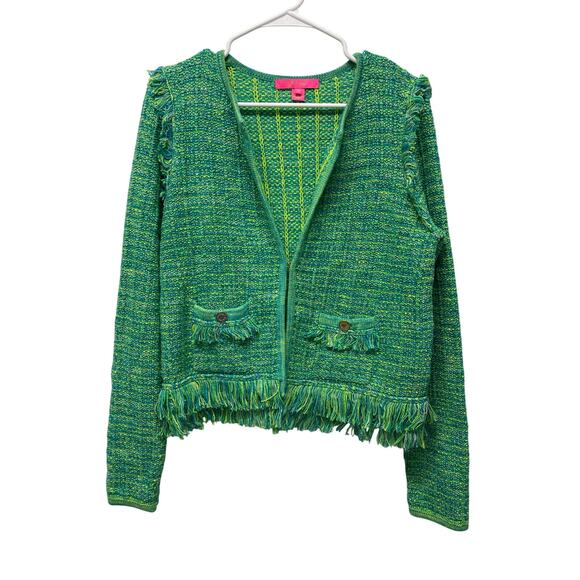 Lilly Pulitzer Simora cardigan Evergreen exotic tweed size Medium - Picture 1 of 7